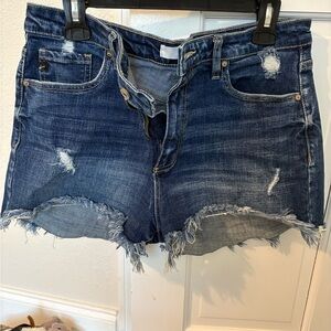 KanCan Blue Distressed Jean Shorts